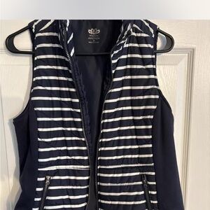 Women’s Maurices medium navy blue with stripes vest